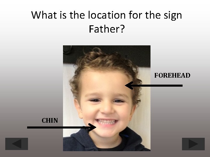 What is the location for the sign Father? FOREHEAD CHIN 