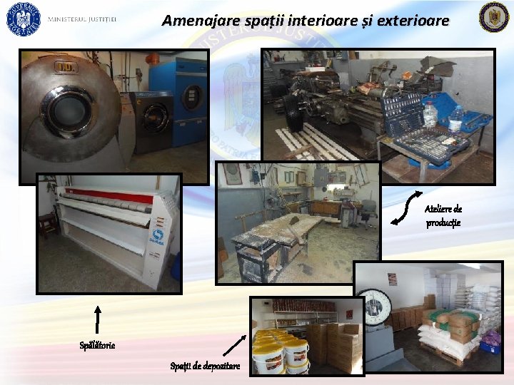 Amenajare spații interioare și exterioare Ateliere de producție Spălătorie Spații de depozitare 