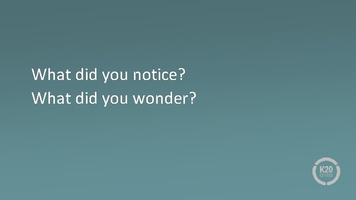 What did you notice? What did you wonder? What did you notice? What did you wonder?
