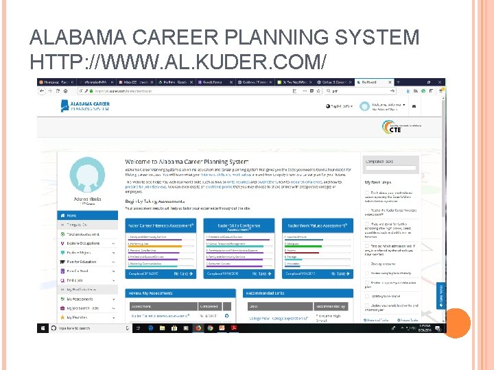 ALABAMA CAREER PLANNING SYSTEM HTTP: //WWW. AL. KUDER. COM/ 