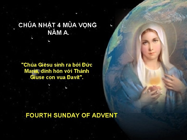 CHÚA NHẬT 4 MÙA VỌNG NĂM A. "Chúa Giêsu sinh ra bởi Đức Maria,