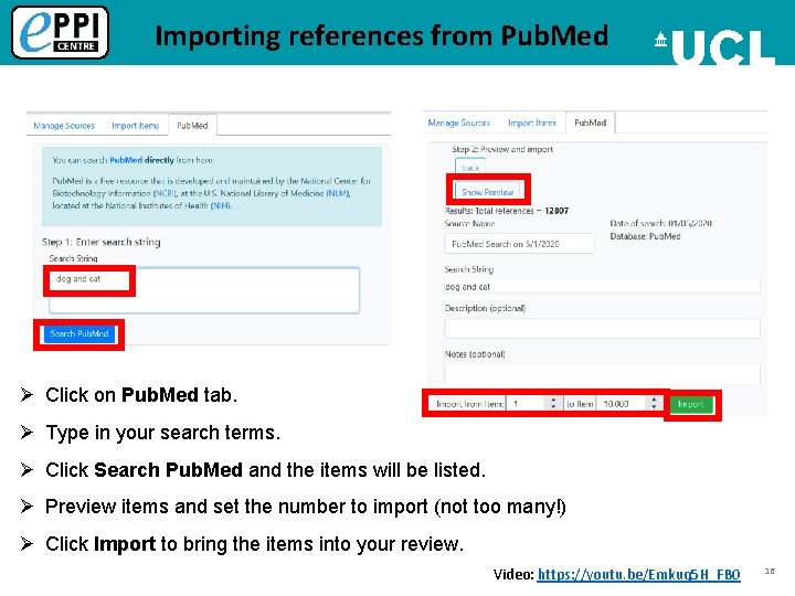 Importing references from Pub. Med Ø Click on Pub. Med tab. Ø Type in