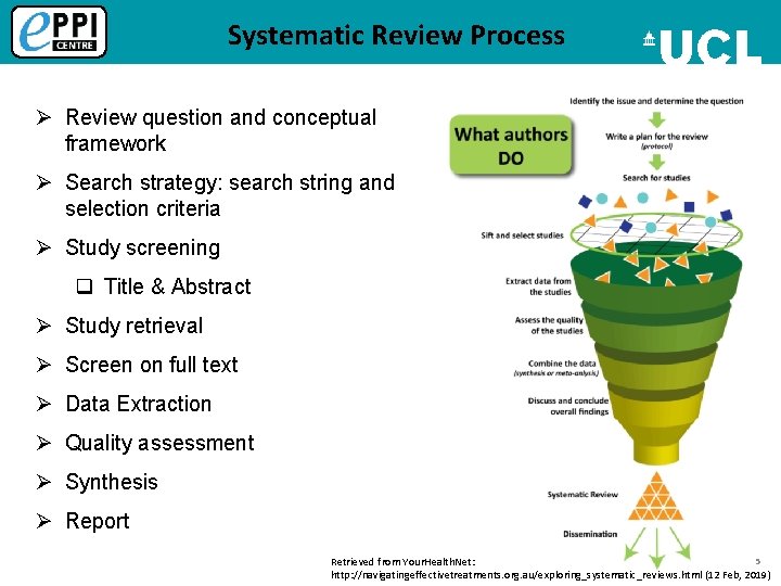 Systematic Review Process Ø Review question and conceptual framework Ø Search strategy: search string