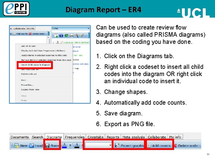 Diagram Report – ER 4 Can be used to create review flow diagrams (also