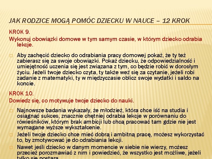 JAK RODZICE MOGĄ POMÓC DZIECKU W NAUCE – 12 KROK 9. Wykonuj obowiązki domowe