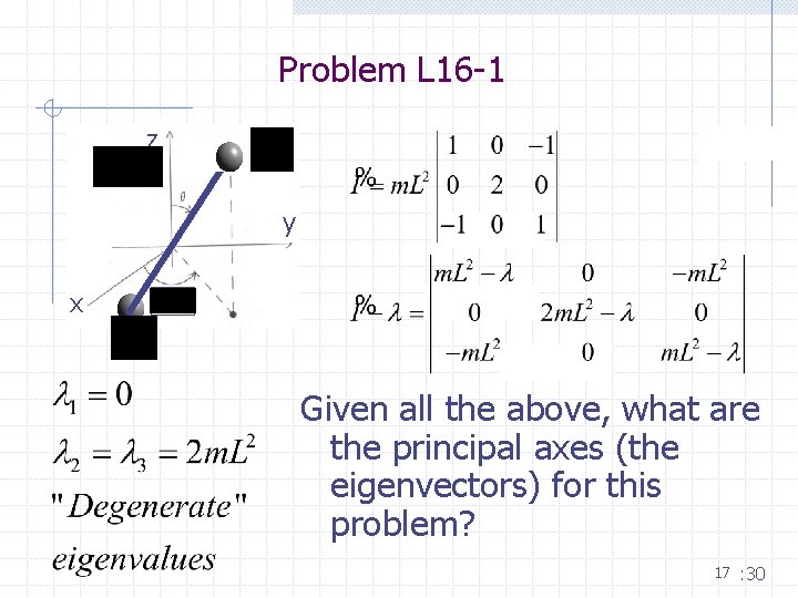 Problem L 16 -1 z y x Given all the above, what are the