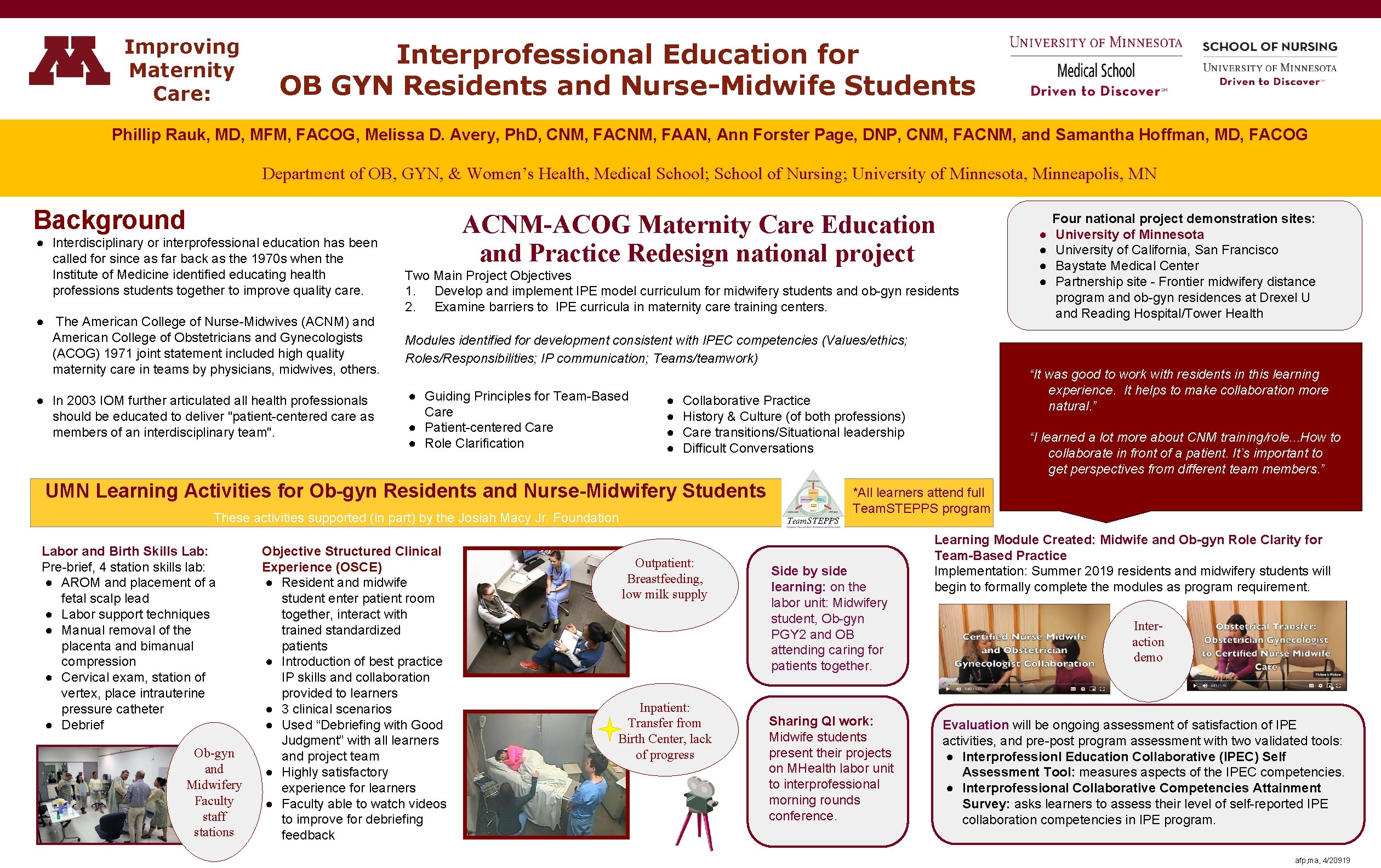 Improving Maternity Care Interprofessional Education for OB GYN