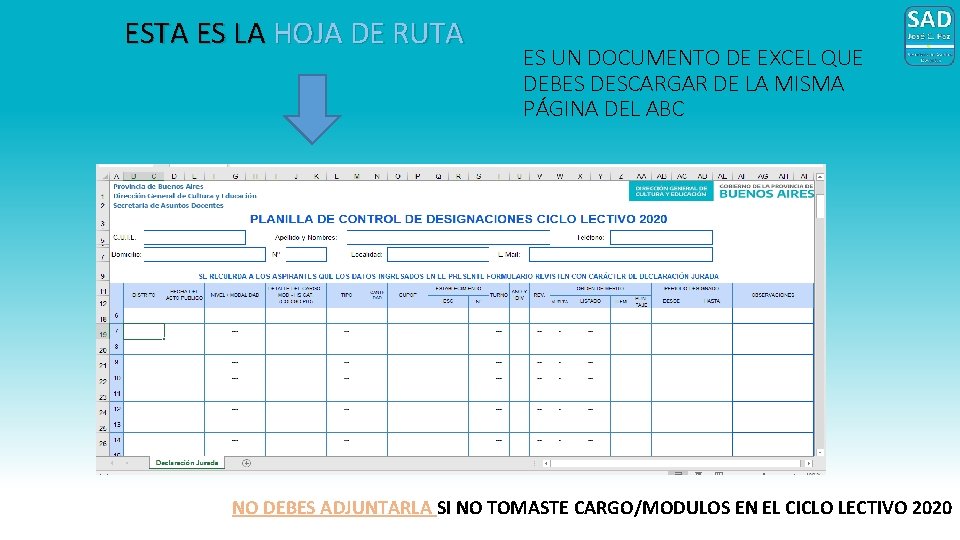 ESTA ES LA HOJA DE RUTA ES UN DOCUMENTO DE EXCEL QUE DEBES DESCARGAR