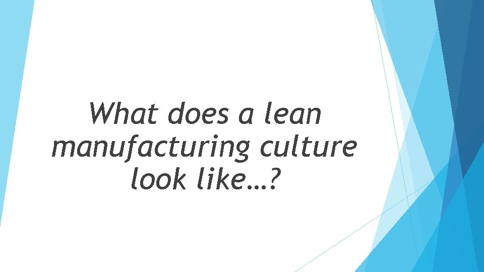 What does a lean manufacturing culture look like…? 