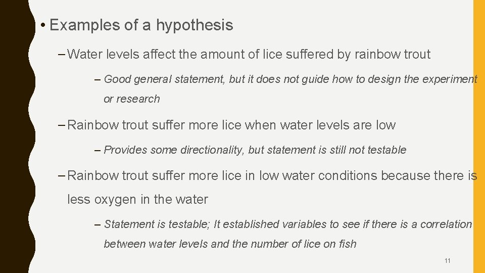 hypothesis with water