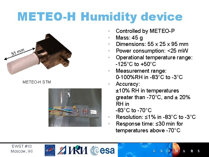 METEO-H Humidity device • • • METEO-H STM • • • EWST #10 Moscow,
