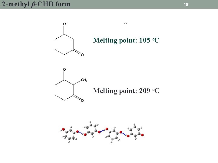 2 -methyl β-CHD form 19 Melting point: 105 o. C Melting point: 209 o.