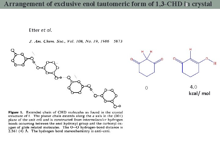 8 crystal Arrangement of exclusive enol tautomeric form of 1, 3 -CHD in Etter