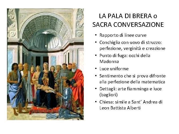 LA PALA DI BRERA o SACRA CONVERSAZIONE • Rapporto di linee curve • Conchiglia