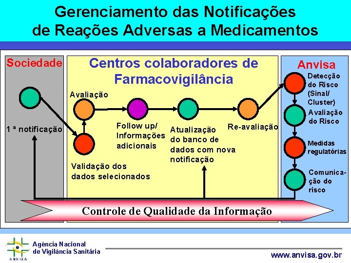 Gerenciamento das Notificações de Reações Adversas a Medicamentos Sociedade Centros colaboradores de Farmacovigilância Anvisa