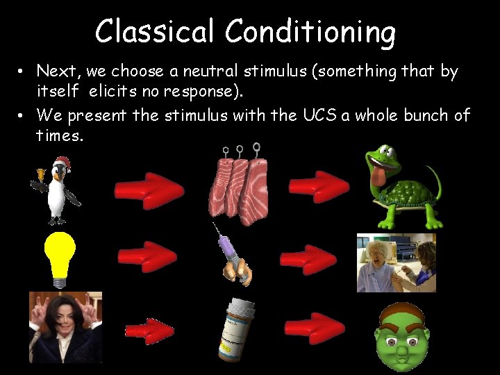 Classical Conditioning • Next, we choose a neutral stimulus (something that by itself elicits