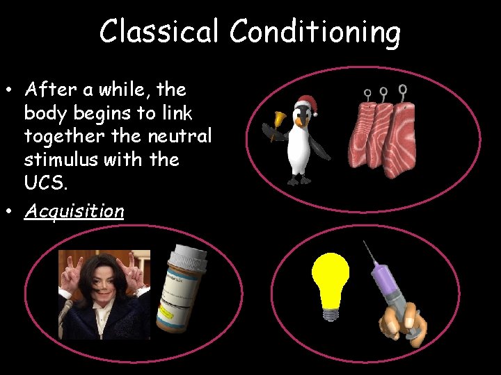 Classical Conditioning • After a while, the body begins to link together the neutral