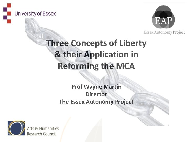 Three Concepts of Liberty & their Application in Reforming the MCA Prof Wayne Martin