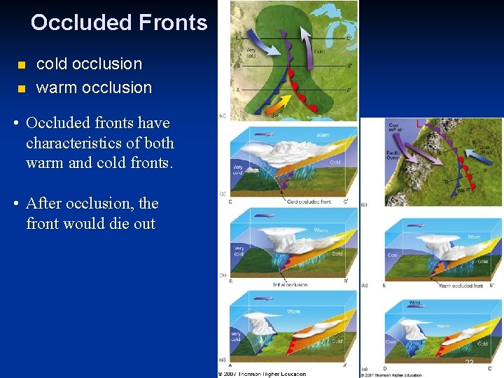 Occluded Fronts n n cold occlusion warm occlusion • Occluded fronts have characteristics of