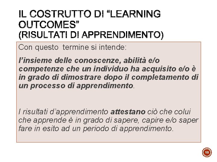 Con questo termine si intende: l’insieme delle conoscenze, abilità e/o competenze che un individuo