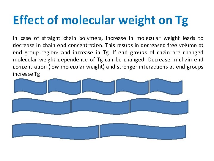 Effect of molecular weight on Tg In case of straight chain polymers, increase in