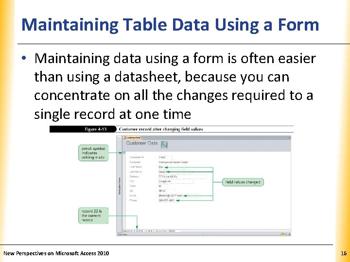 Maintaining Table Data Using a Form. XP • Maintaining data using a form is