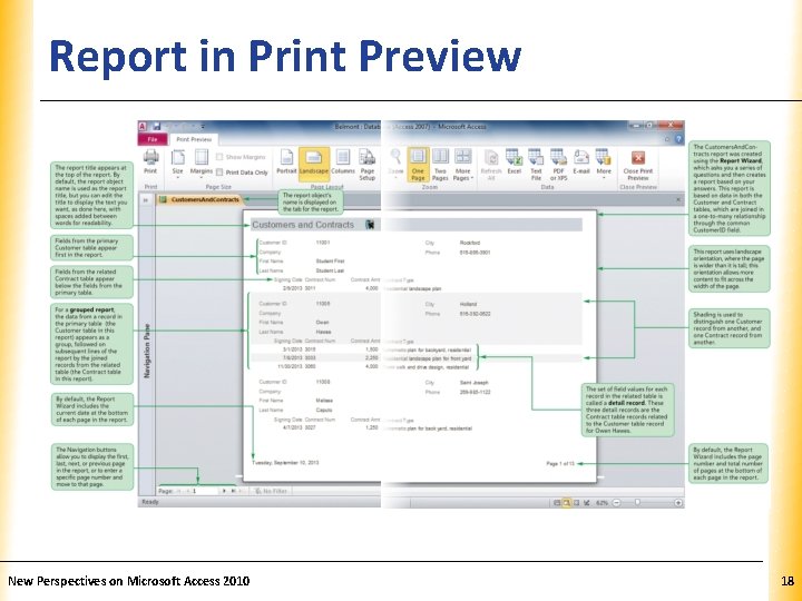 Report in Print Preview New Perspectives on Microsoft Access 2010 XP 18 