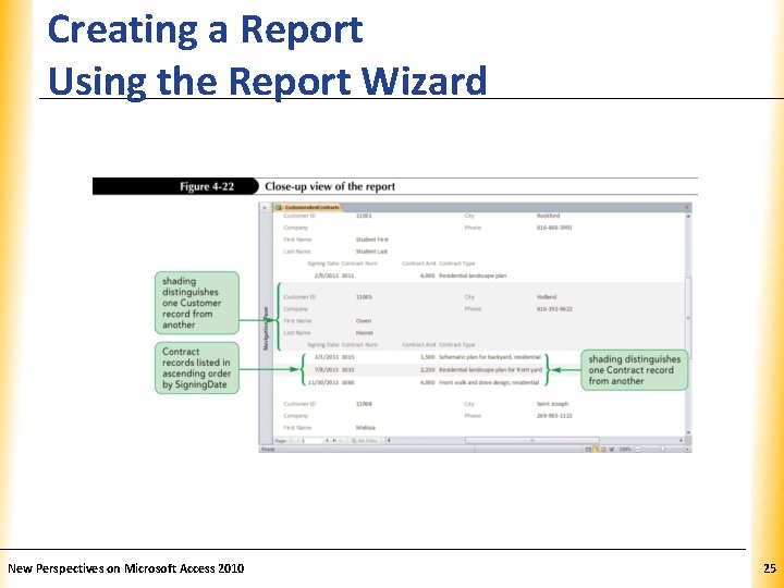 Creating a Report Using the Report Wizard New Perspectives on Microsoft Access 2010 XP
