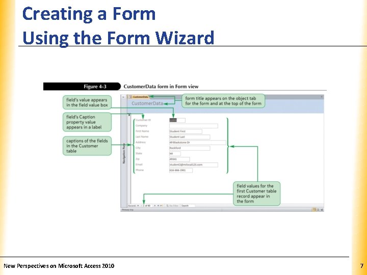 Creating a Form Using the Form Wizard New Perspectives on Microsoft Access 2010 XP