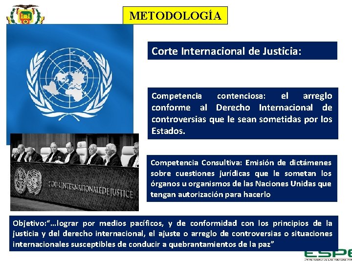 METODOLOGÍA Corte Internacional de Justicia: el arreglo conforme al Derecho Internacional de controversias que