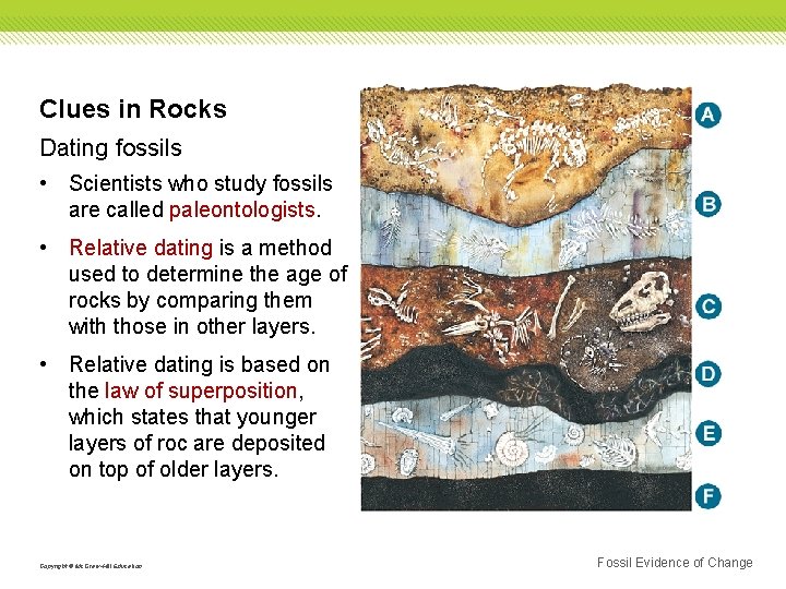 Clues in Rocks Dating fossils • Scientists who study fossils are called paleontologists. •