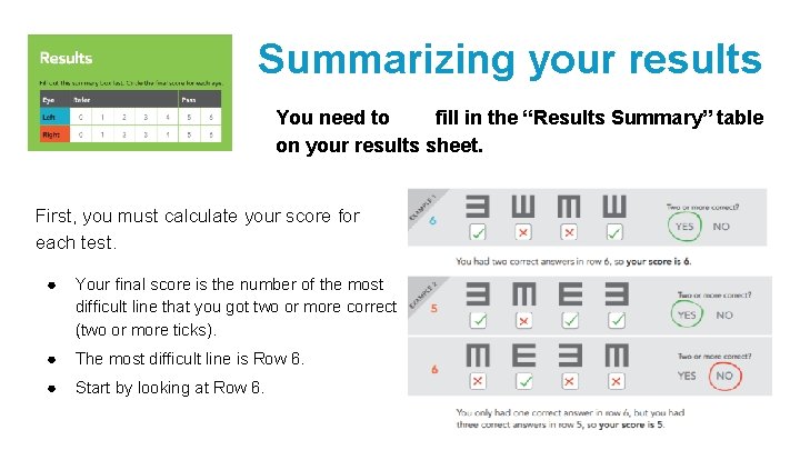 Summarizing your results You need to fill in the “Results Summary” table on your