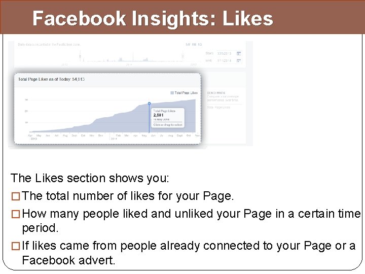 Facebook Insights: Likes The Likes section shows you: � The total number of likes