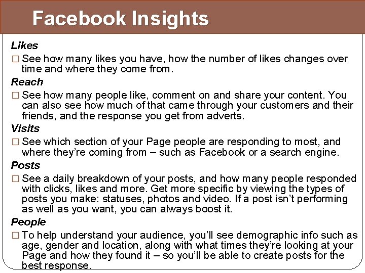 Facebook Insights Likes � See how many likes you have, how the number of