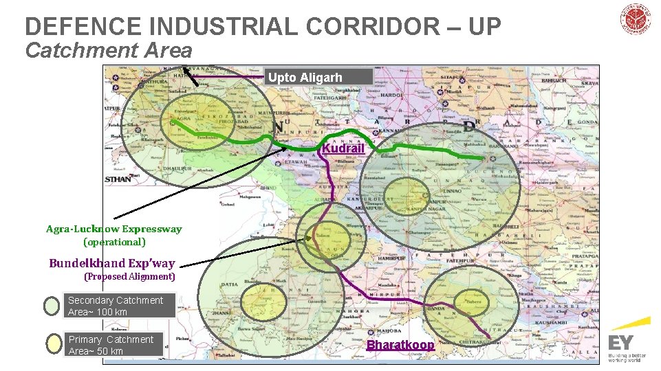 DEFENCE INDUSTRIAL CORRIDOR – UP Catchment Area Upto Aligarh Kudrail Agra-Lucknow Expressway (operational) Bundelkhand