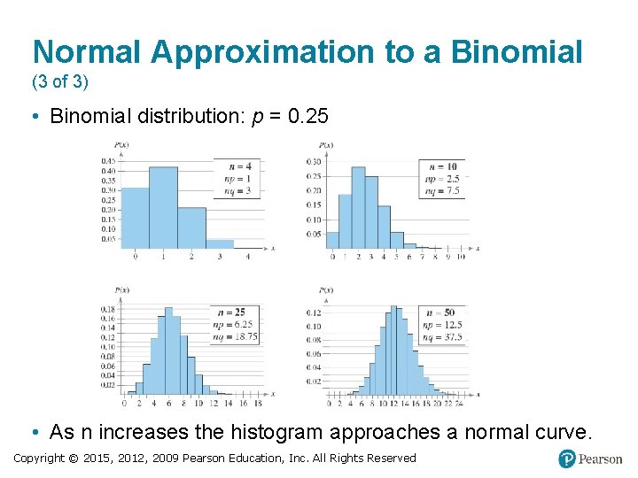 Normal Approximation to a Binomial (3 of 3) • Binomial distribution: p = 0.