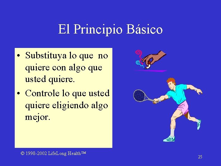 El Principio Básico • Substituya lo que no quiere con algo que usted quiere.