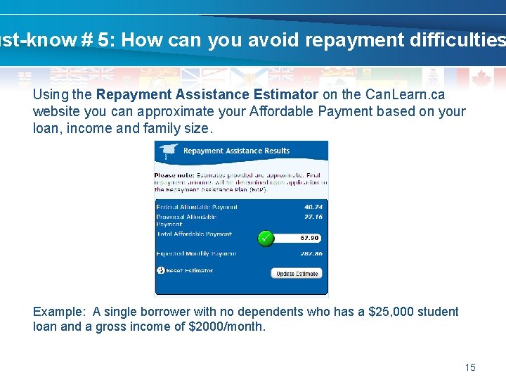 ust-know # 5: How can you avoid repayment difficulties Using the Repayment Assistance Estimator