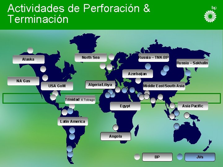 Actividades de Perforación & Terminación North Sea Alaska Russia – TNK-BP Russia – Sakhalin