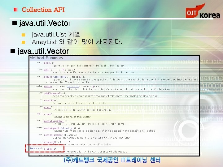 Collection API java. util. Vector java. util. List 계열 Array. List 와 같이 많이