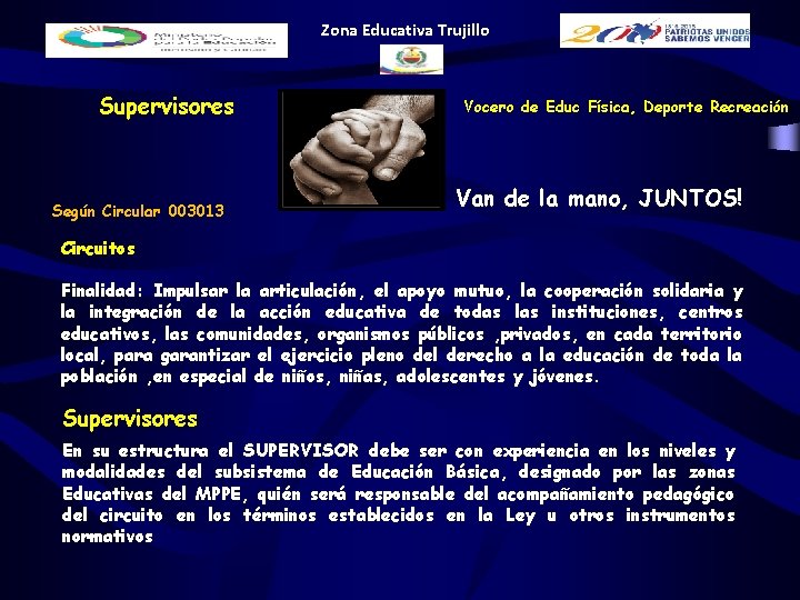 Zona Educativa Trujillo Supervisores Según Circular 003013 Vocero de Educ Física, Deporte Recreación Van Zona Educativa Trujillo Supervisores Según Circular 003013 Vocero de Educ Física, Deporte Recreación Van