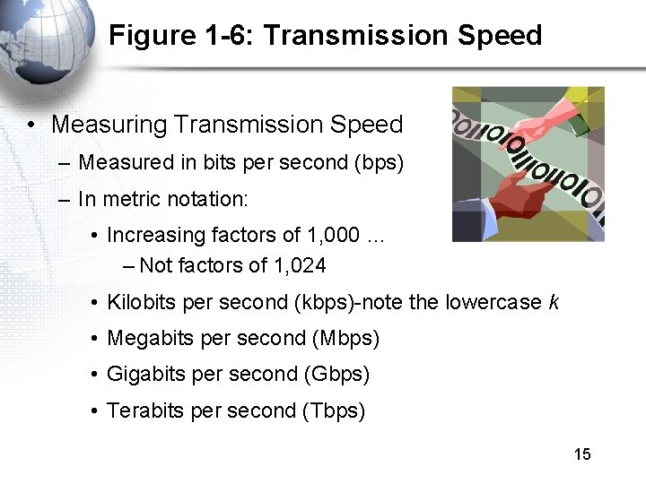 Figure 1 -6: Transmission Speed • Measuring Transmission Speed – Measured in bits per Figure 1 -6: Transmission Speed • Measuring Transmission Speed – Measured in bits per