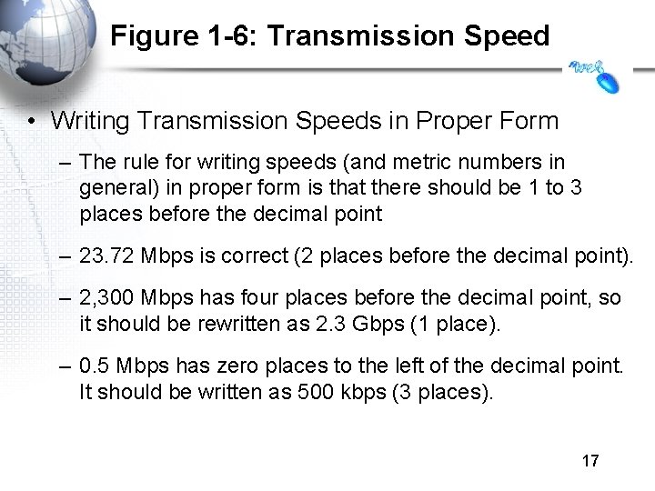 Figure 1 -6: Transmission Speed • Writing Transmission Speeds in Proper Form – The Figure 1 -6: Transmission Speed • Writing Transmission Speeds in Proper Form – The