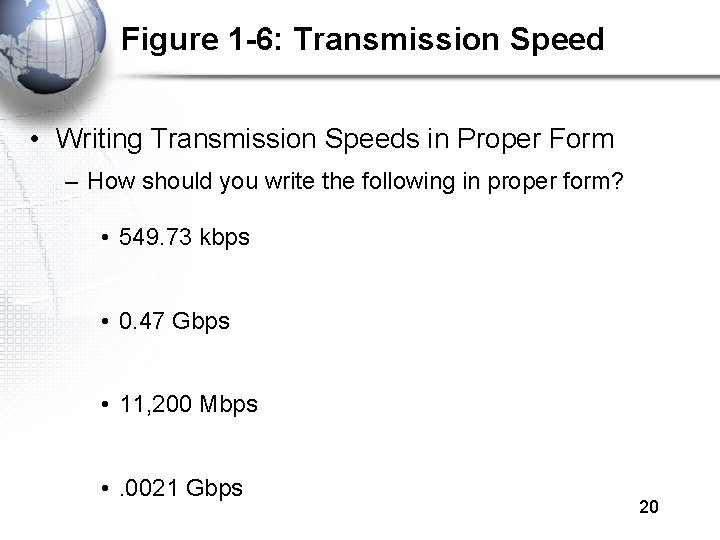 Figure 1 -6: Transmission Speed • Writing Transmission Speeds in Proper Form – How Figure 1 -6: Transmission Speed • Writing Transmission Speeds in Proper Form – How