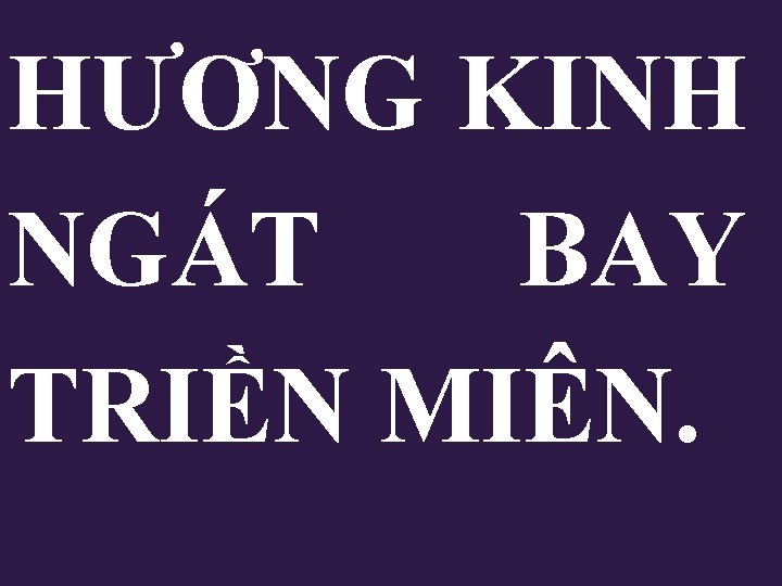 HƯƠNG KINH NGÁT BAY TRIỀN MIÊN. HƯƠNG KINH NGÁT BAY TRIỀN MIÊN.