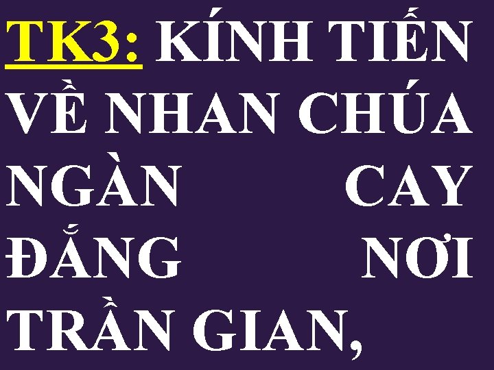TK 3: KÍNH TIẾN VỀ NHAN CHÚA NGÀN CAY ĐẮNG NƠI TRẦN GIAN, TK 3: KÍNH TIẾN VỀ NHAN CHÚA NGÀN CAY ĐẮNG NƠI TRẦN GIAN,