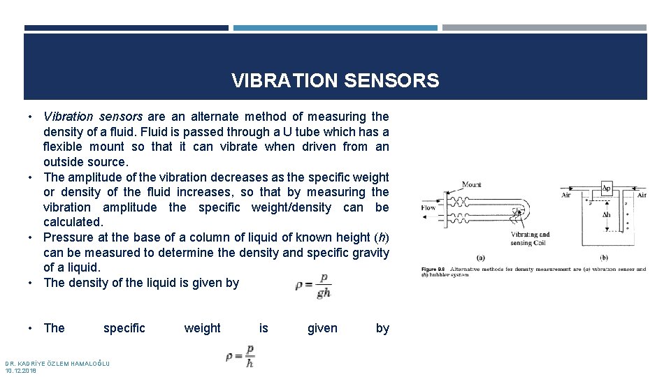 VIBRATION SENSORS • Vibration sensors are an alternate method of measuring the density of