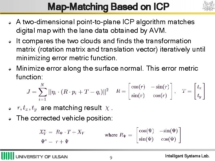 Map-Matching Based on ICP A two-dimensional point-to-plane ICP algorithm matches digital map with the