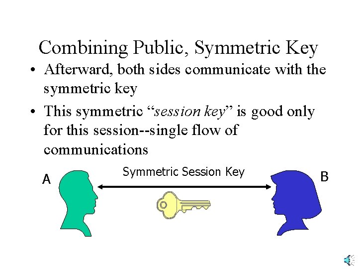 Combining Public, Symmetric Key • Afterward, both sides communicate with the symmetric key •