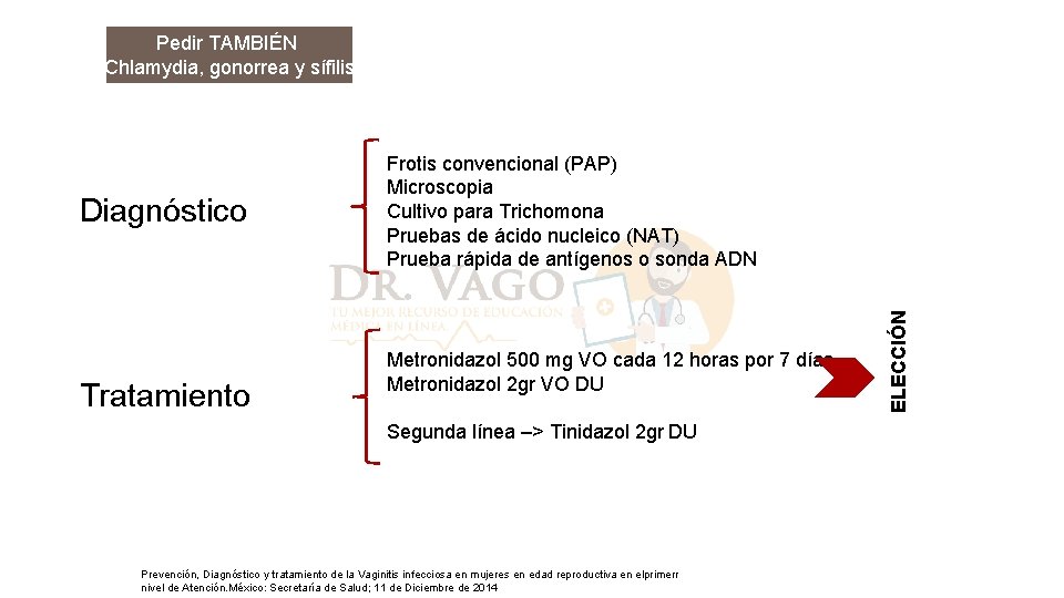 Pedir TAMBIÉN Chlamydia, gonorrea y sífilis Tratamiento Metronidazol 500 mg VO cada 12 horas Pedir TAMBIÉN Chlamydia, gonorrea y sífilis Tratamiento Metronidazol 500 mg VO cada 12 horas